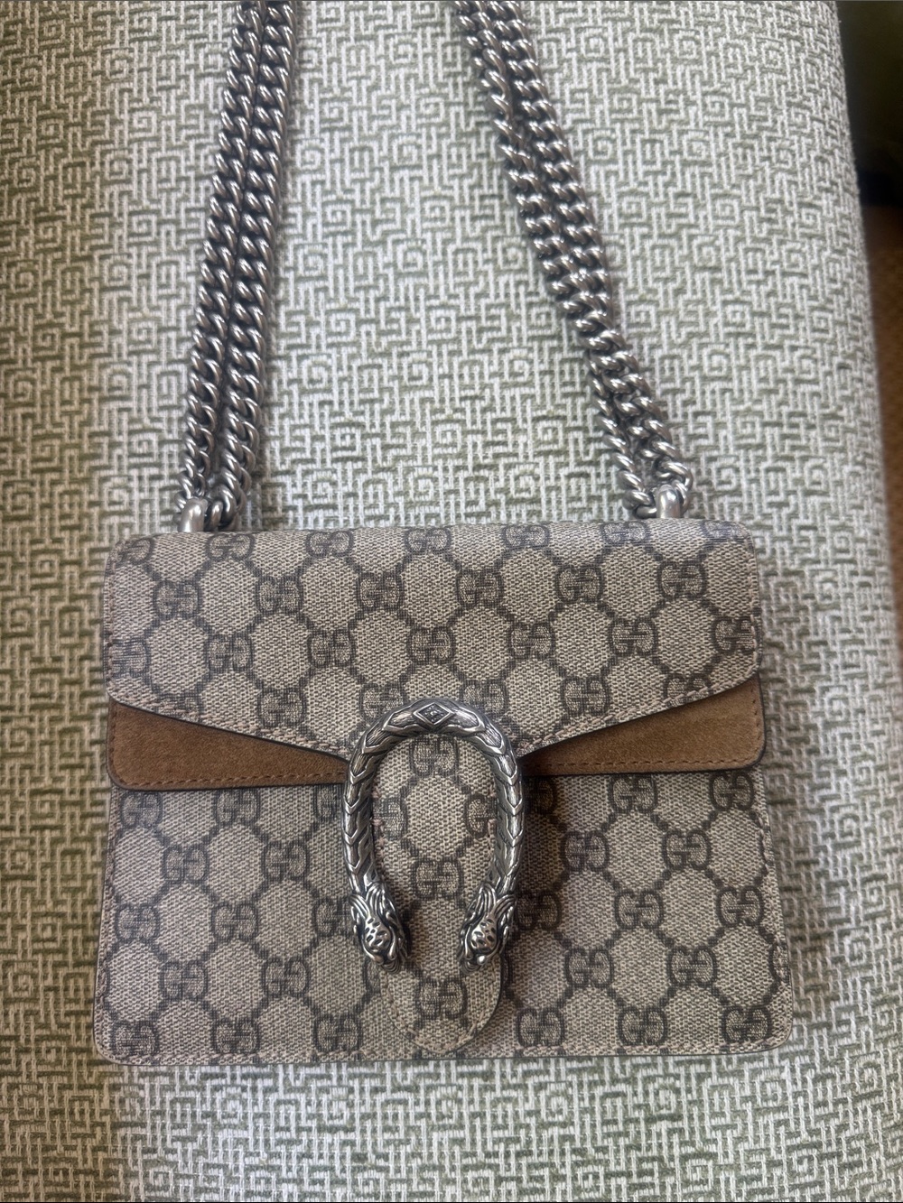 Gucci Brown Beige GG Supreme Dionysus Small Shoulder Bag